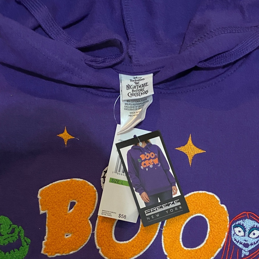 Disney Tim Burton nightmare before Christmas Purple Boo Crew Sweatshirt - Picture 2 of 3
